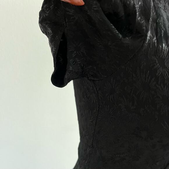 Vtg Y2K 2000s Black Floral Gothic Maxi Dress Wmns 6 Whimsygoth Fairy Grunge - Picture 3 of 8